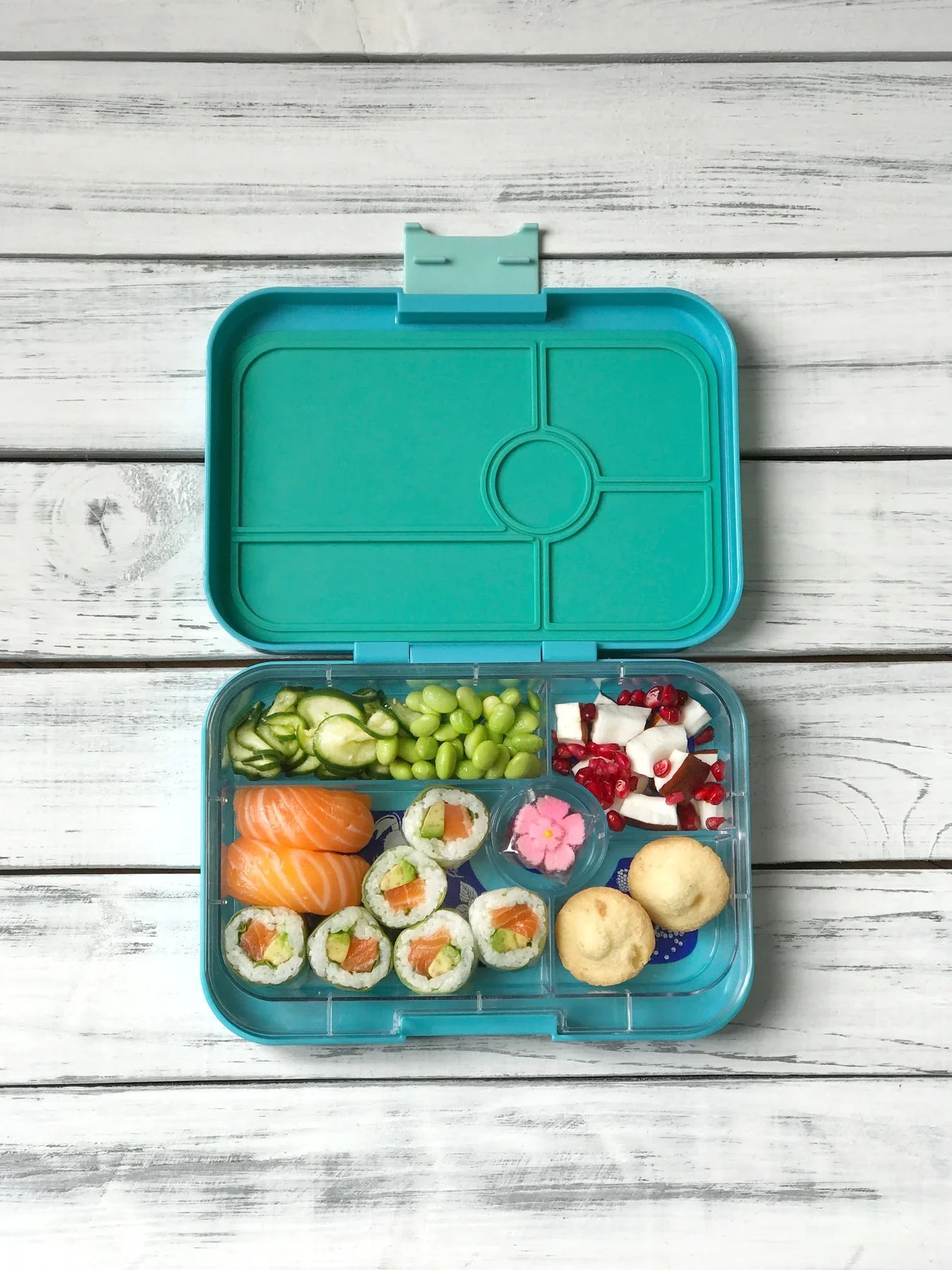 Yumbox Tapas XL Antibes albastru / Pastel Jungle (5 compartimente)