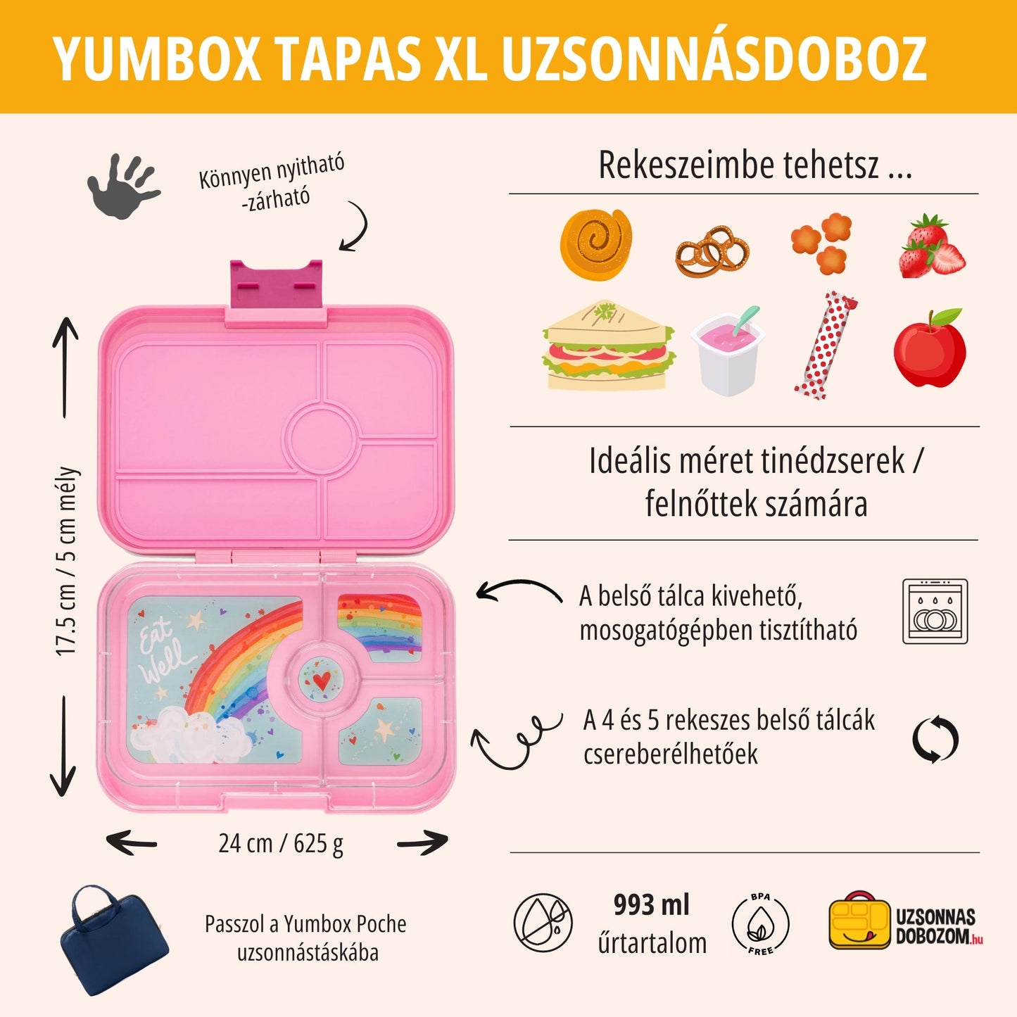 Yumbox Tapas XL Malibu Purple / Rainbow (4 compartimente)