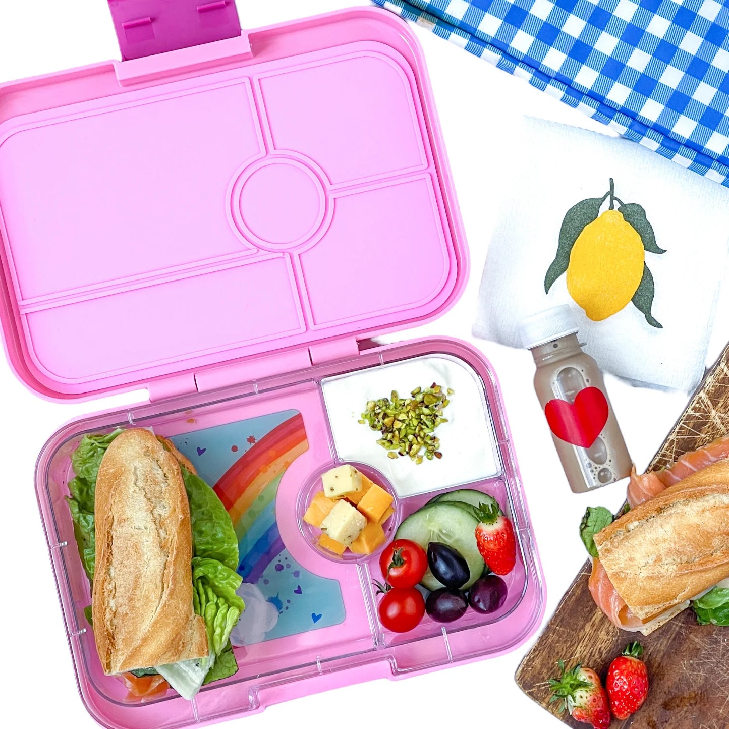 Yumbox Tapas XL Capri roz / Curcubeu (4 compartimente)