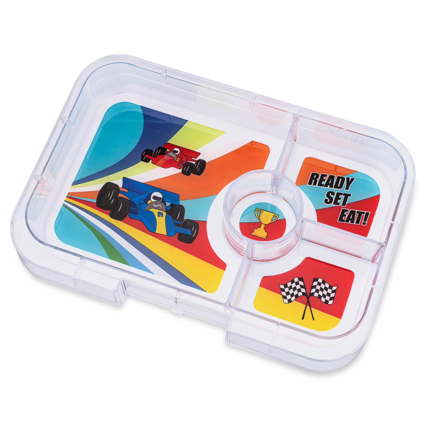 Tavă interioară Yumbox Tapas XL cu 4 compartimente - Race Cars