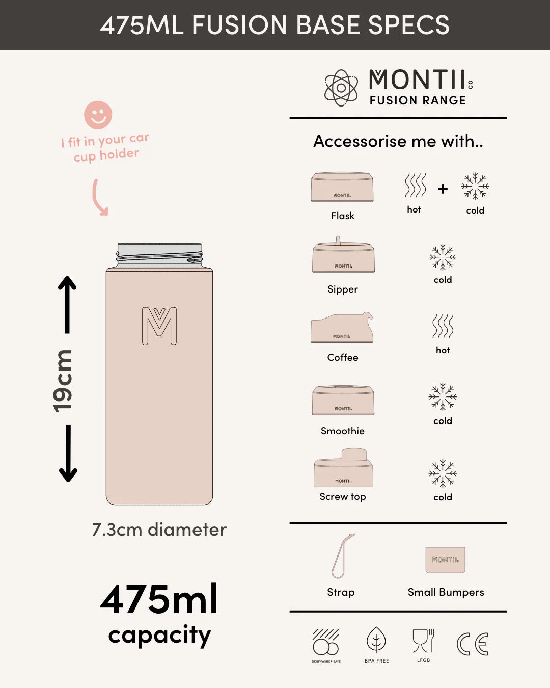MontiiCo Fusion hőszigetelt termosz alap 475 ml (több színben)