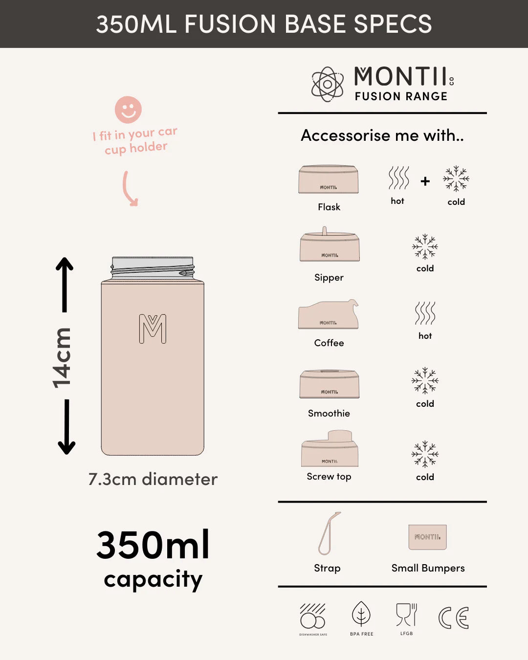 Bază termos izolată MontiiCo Fusion 350 ml (culori multiple)