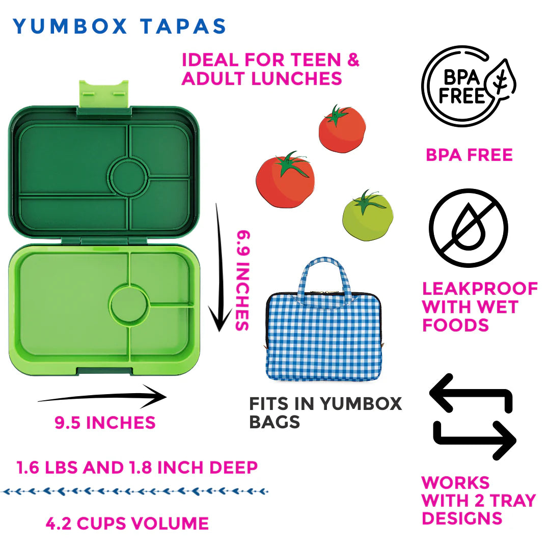 Yumbox Tapas XL Verde Palmier / Lime Solid (4 compartimente)