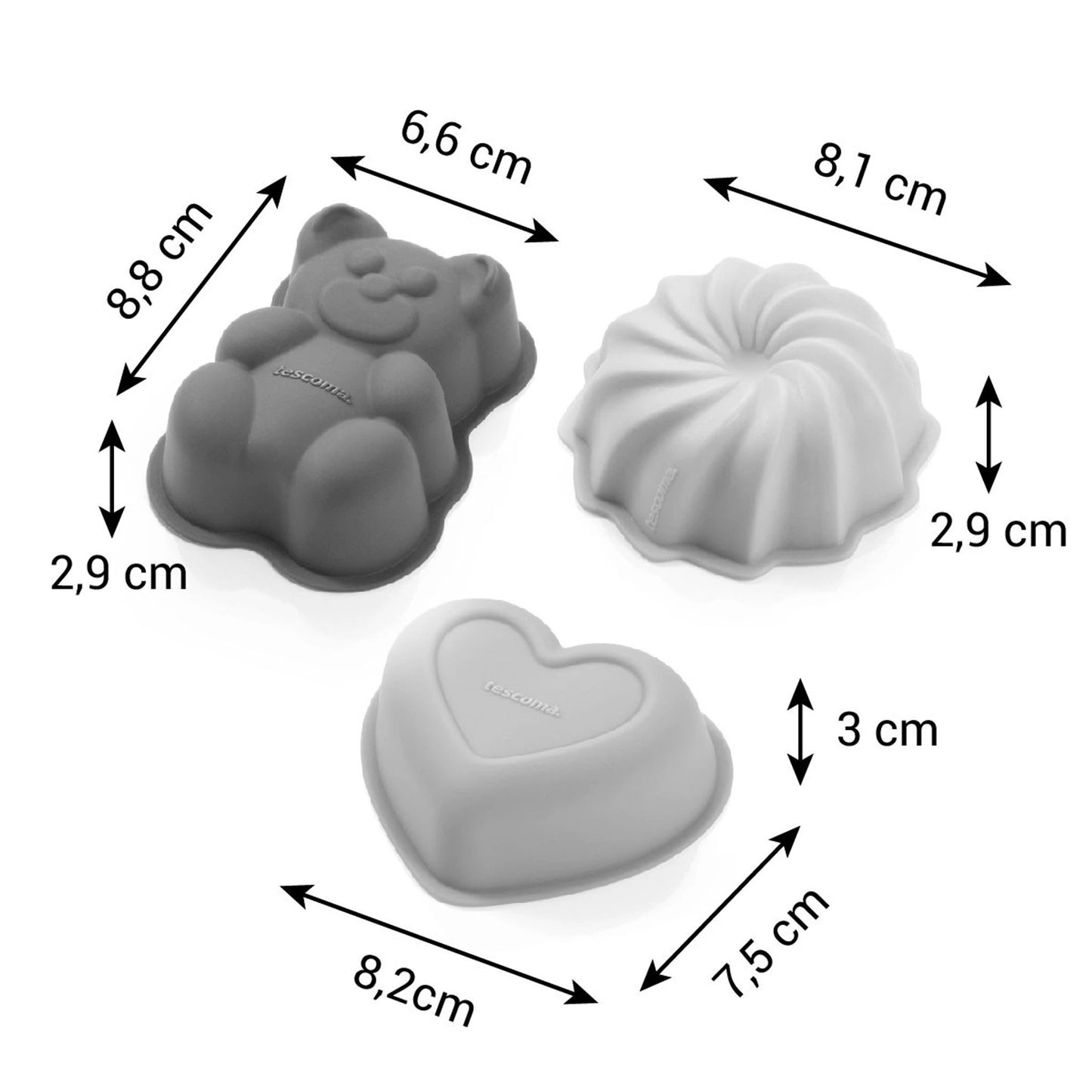 Formă din silicon DELÍCIA, 3 modele, 6 buc.