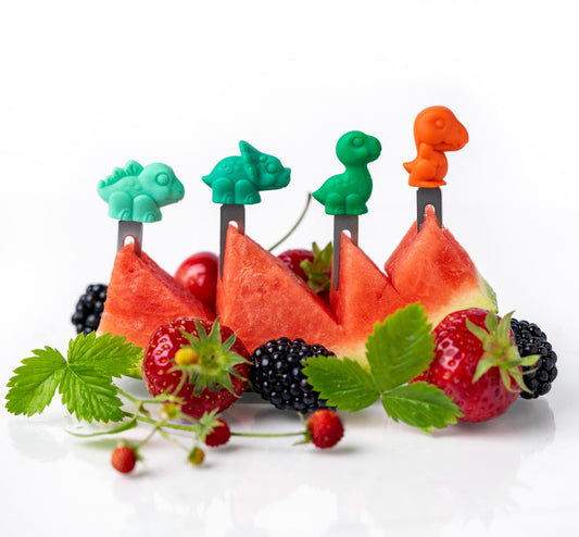 4 furculițe mini din oțel inoxidabil - Dinos