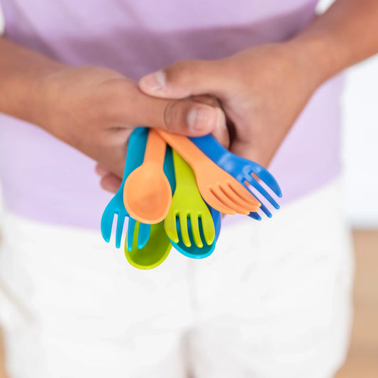 Set furculiță și lingură Montii - Burst (portocaliu, verde, albastru)