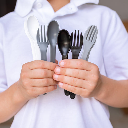 Set furculiță și lingură Montii - alb-negru