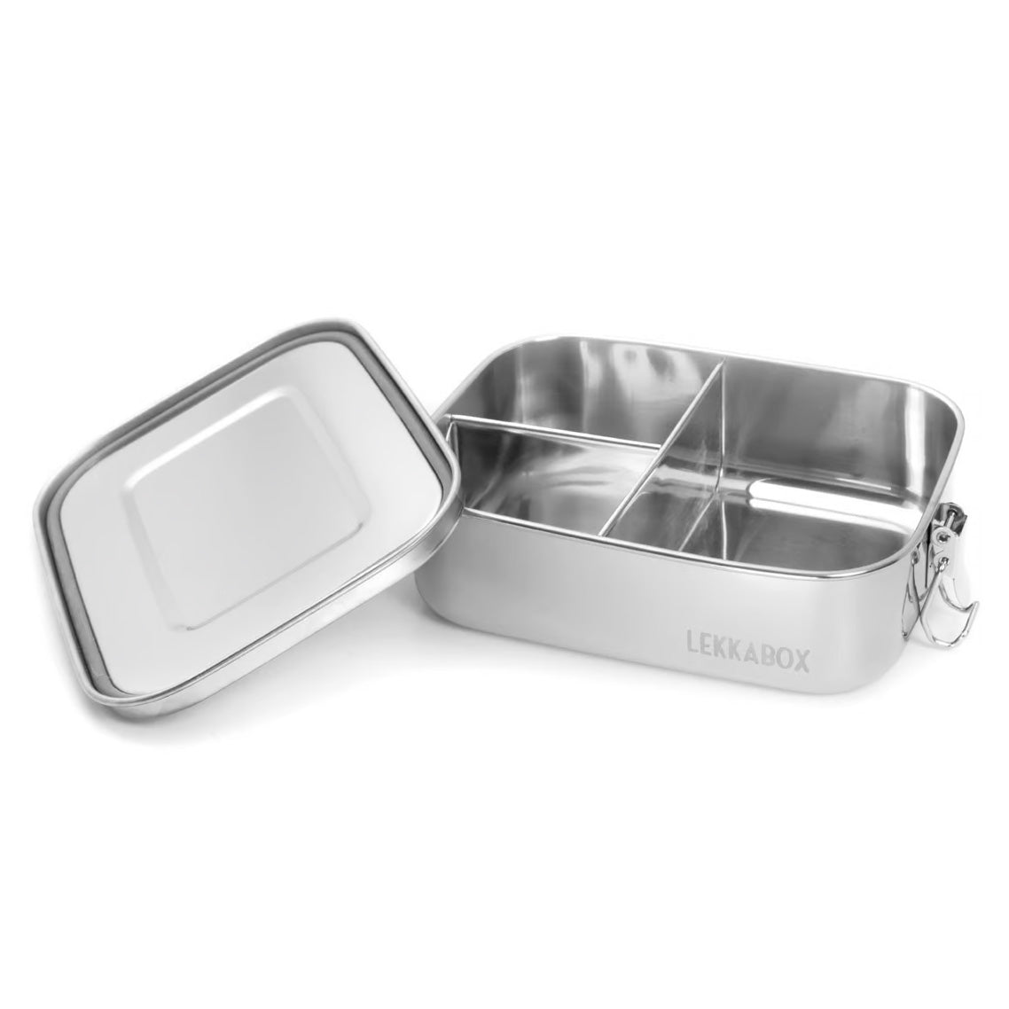 Lekkabox Safe cu 3 compartimente 1000 ml - cutie de prânz din oțel inoxidabil