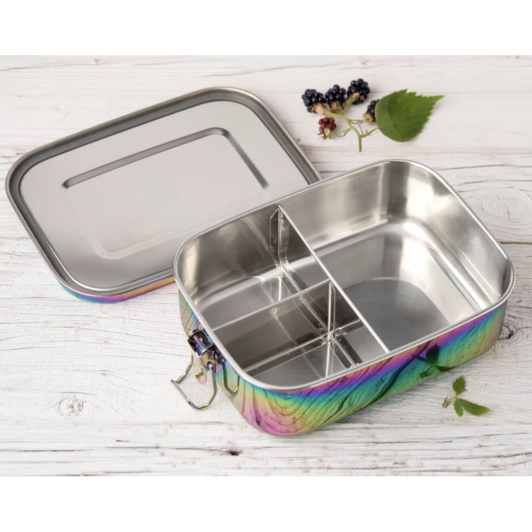 Lekkabox Rainbow Safe cu 3 compartimente 1000 ml - cutie de prânz din oțel inoxidabil