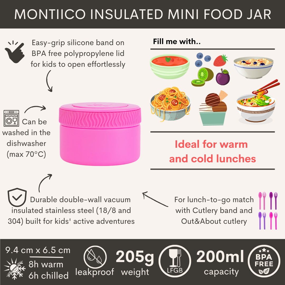 Termos alimentar mini MontiiCo 200 ml - în mai multe culori