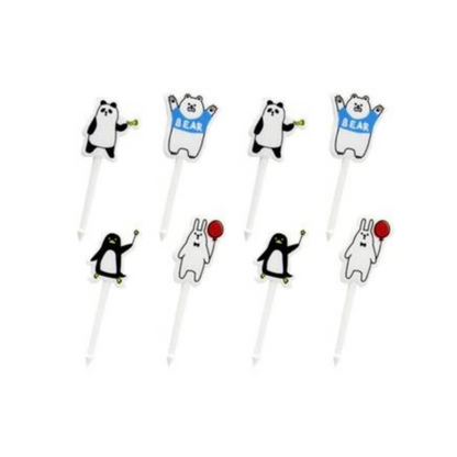 8 mini bețișoare - ursuleț, iepuraș, pinguin