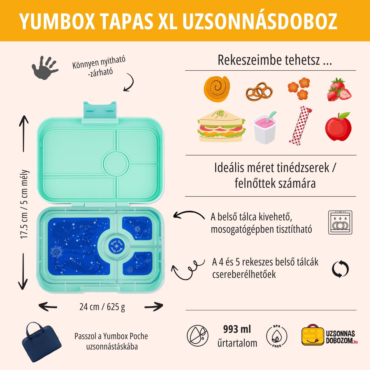 Yumbox Tapas XL Bali Aqua / Zodiac (4 compartimente)