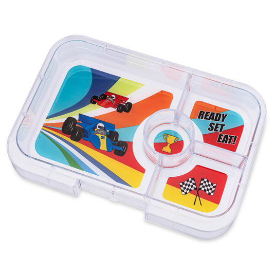 Tavă interioară Yumbox Tapas XL cu 4 compartimente - Mașini de curse