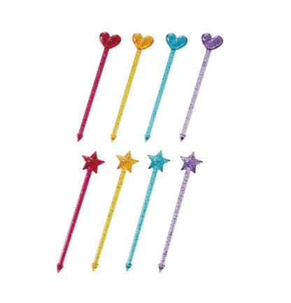 12 mini bețișoare cu sclipici (inimă și stea)