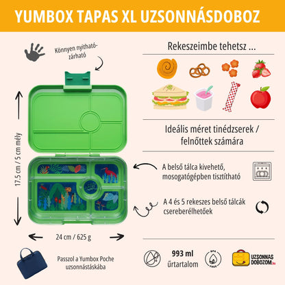 Yumbox Tapas XL Palm Green / Jungle (5 compartimente)
