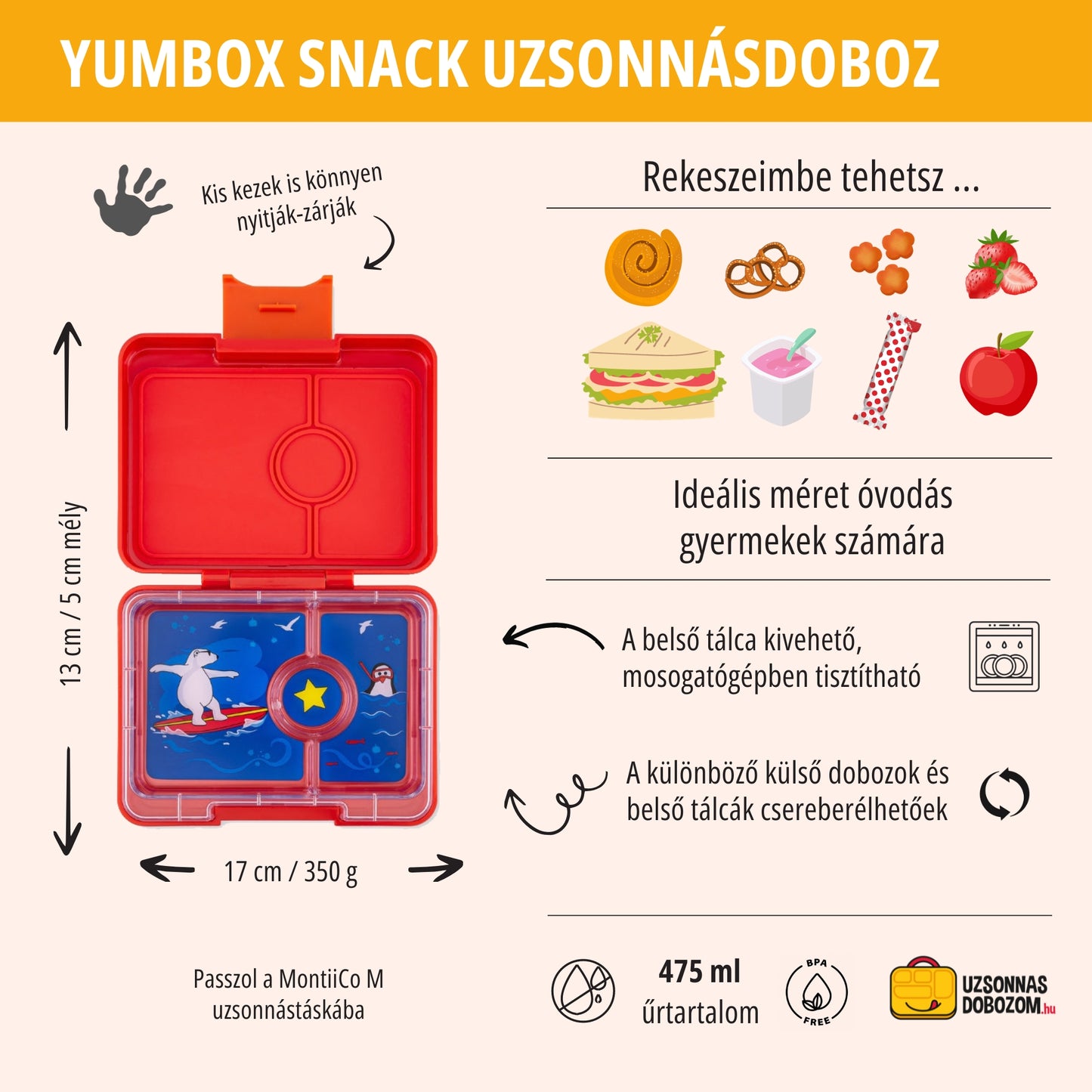 Yumbox Snack Roar Roșu / Urs Polar