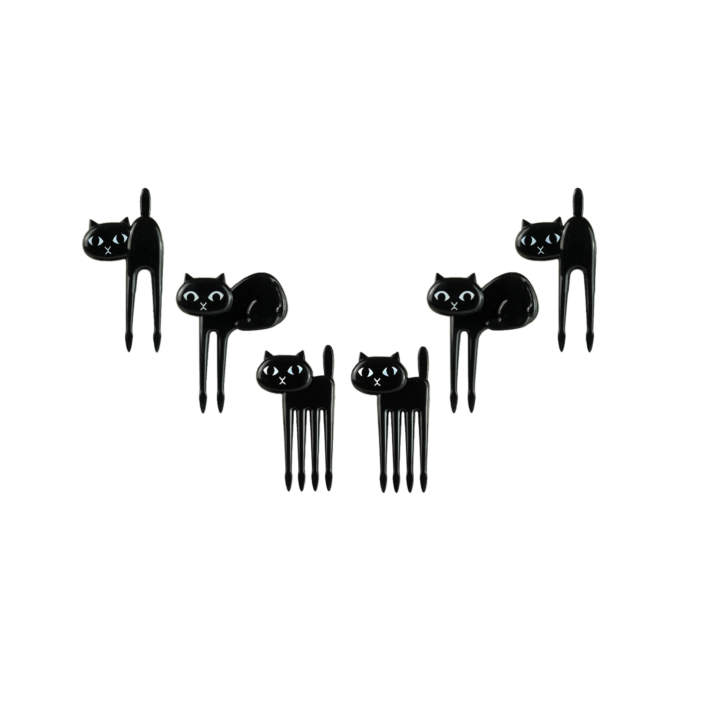 6 furculițe mini - pisici negre