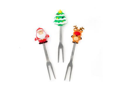 3 mini furculițe din oțel inoxidabil - Crăciun (7 cm)