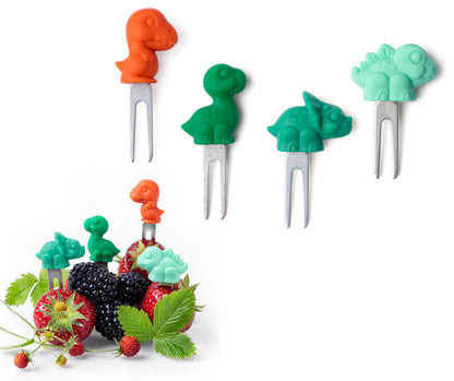 4 mini furculițe din oțel inoxidabil - Dinozauri