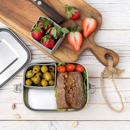 Lekkabox Safe 800 ml - lunchbox din oțel inoxidabil cu 2 forme din silicon