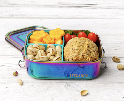 Lunchbox din oțel inoxidabil Lekkabox Rainbow Safe 800 ml - cu 2 forme din silicon