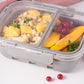 Recipient alimentar din sticlă cu 2 compartimente Lekkabox Prep - 900 ml