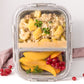 Recipient alimentar din sticlă cu 2 compartimente Lekkabox Prep - 900 ml