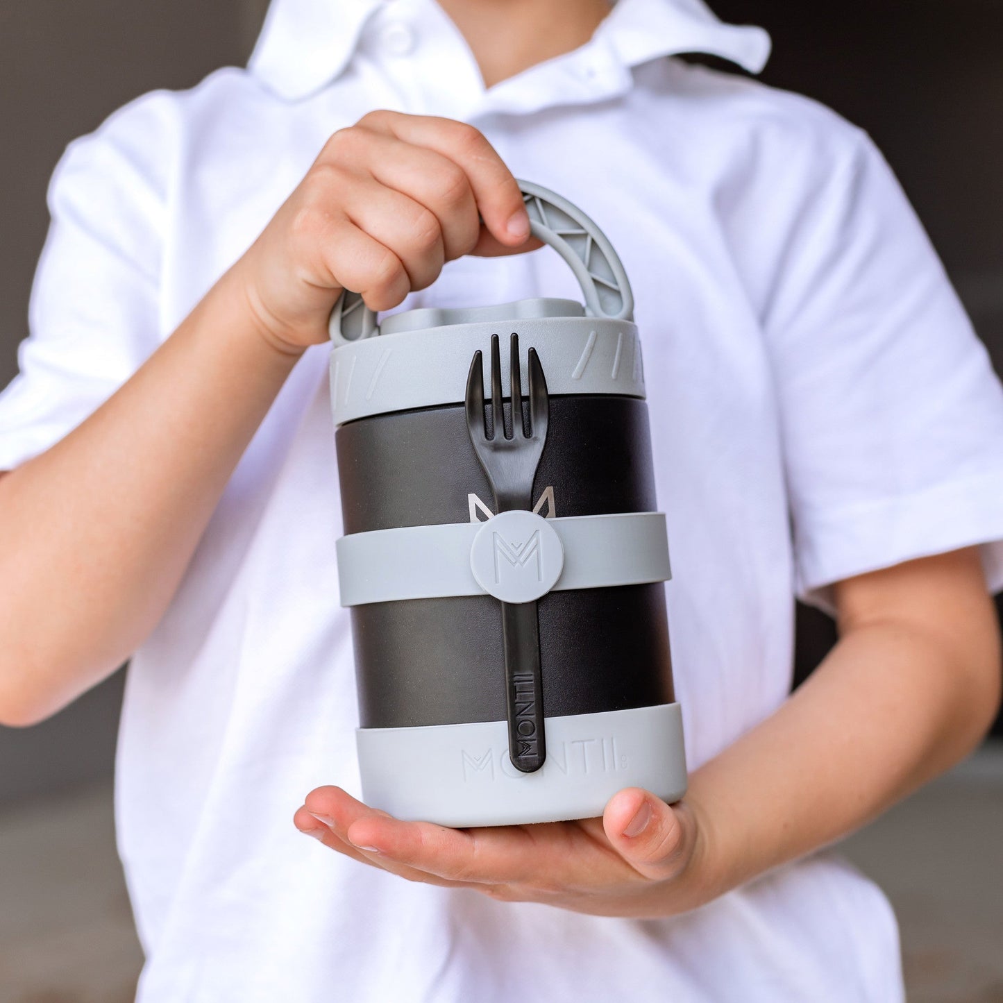 Set furculiță și lingură Montii - alb-negru