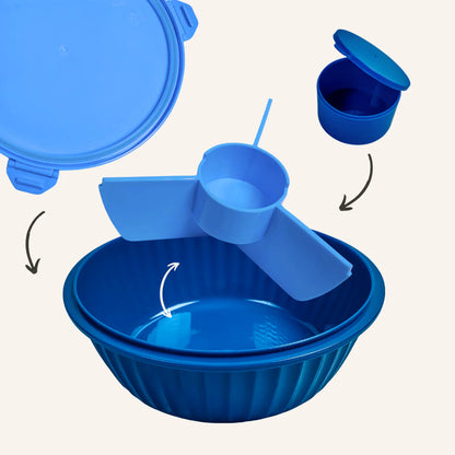 Recipient pentru salate Yumbox - albastru închis