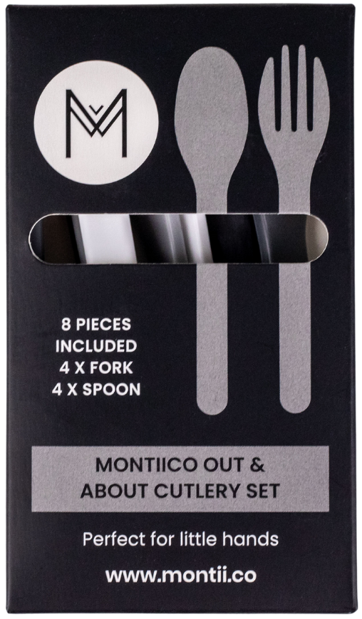 Set furculiță și lingură Montii - alb-negru