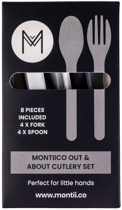 Set furculiță și lingură Montii - alb-negru