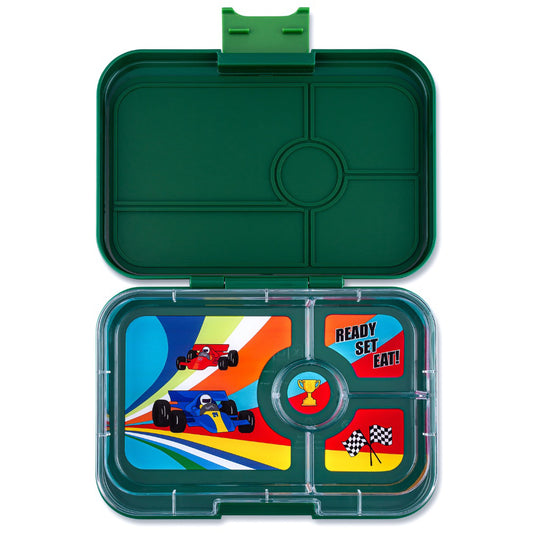 Yumbox Tapas XL Greenwich verde / Mașini de curse (4 compartimente)