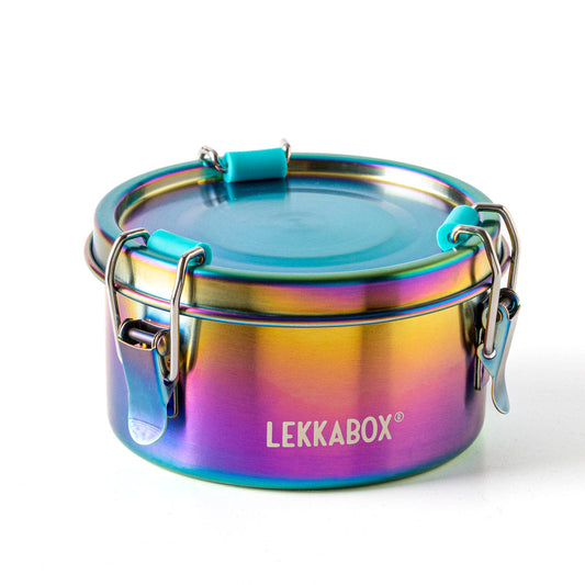 Lekkabox Clipsy Rainbow - cutie rotundă din oțel inoxidabil pentru depozitarea alimentelor