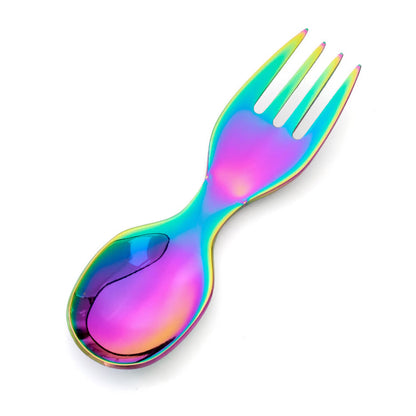 Lingură - furculiță din oțel inoxidabil - curcubeu