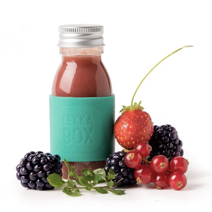 Lekkabox Juicy - Sticlă mini cu bandă din silicon (60 ml)