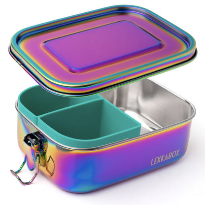 Lunchbox din oțel inoxidabil Lekkabox Rainbow Safe 800 ml - cu 2 forme din silicon