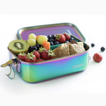 Lunchbox din oțel inoxidabil Lekkabox Rainbow Safe 800 ml - cu 2 forme din silicon