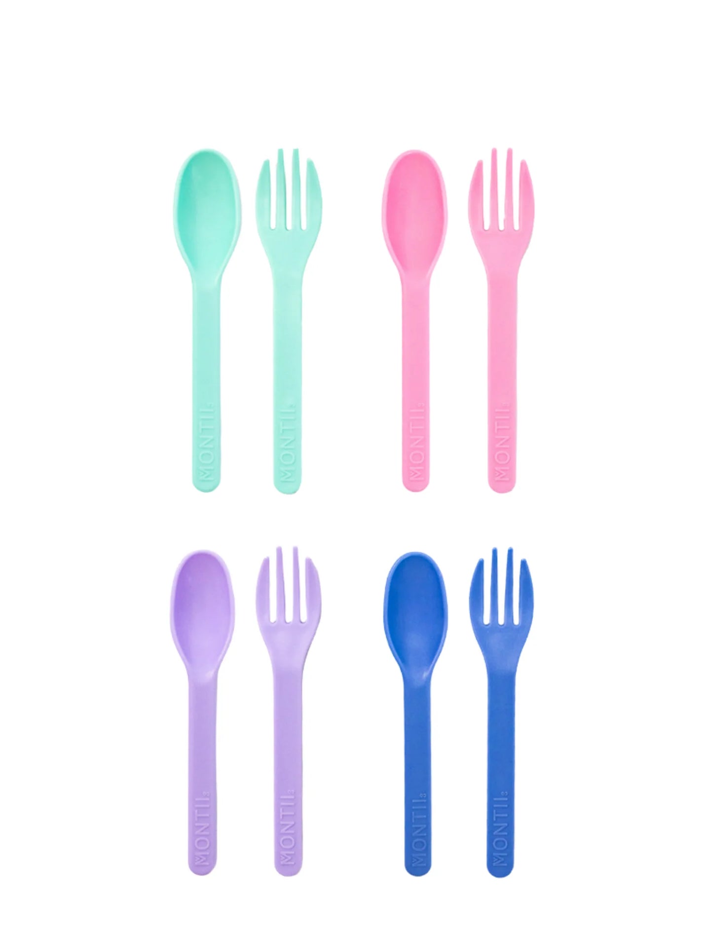 Set furculiță și lingură Montii - Burst (portocaliu, verde, albastru)