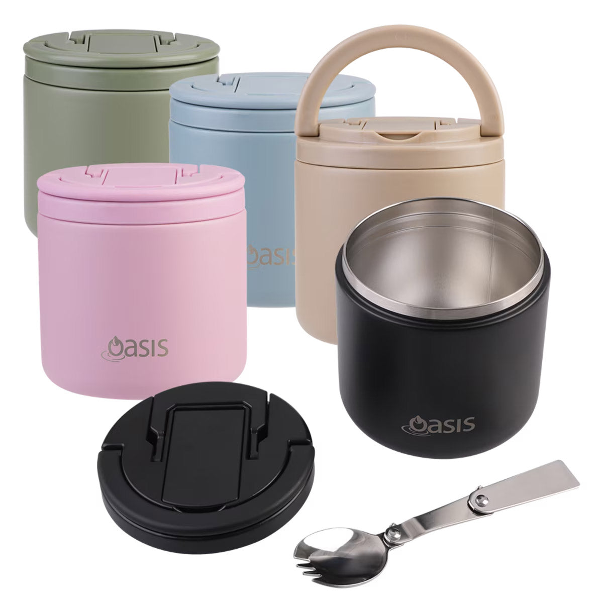 Termos alimentar din oțel inoxidabil Oasis cu lingură-furculiță, 500 ml (disponibil în mai multe culori)