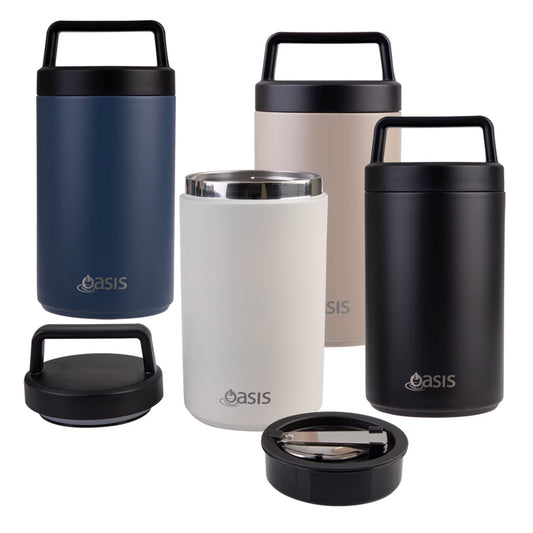 Termos alimentar din oțel inoxidabil Oasis cu lingură și recipient pentru sos, 700 ml (disponibil în mai multe culori)