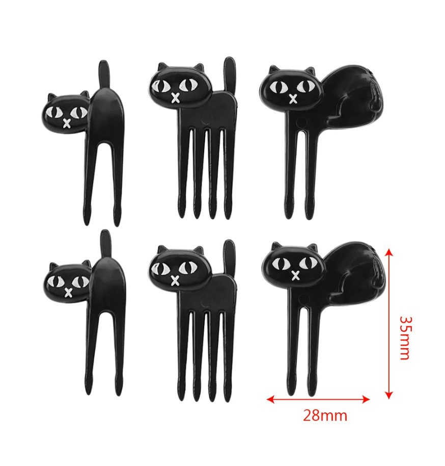 6 furculițe mini - pisici negre